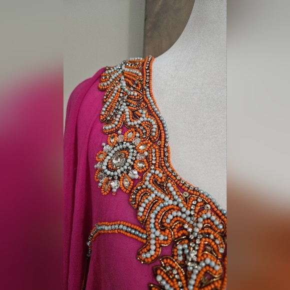 BOSTON PROPER Beaded Ombre Tunic In Pink Multi. Size Small - Picture 8 of 16